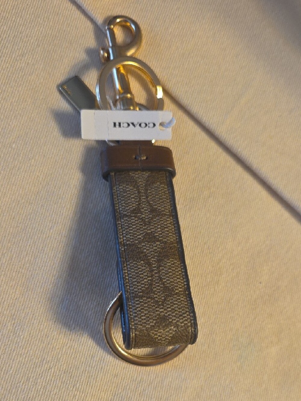 Coach Brown Signature Canvas and Leather Keychain - Picture 2 of 4
